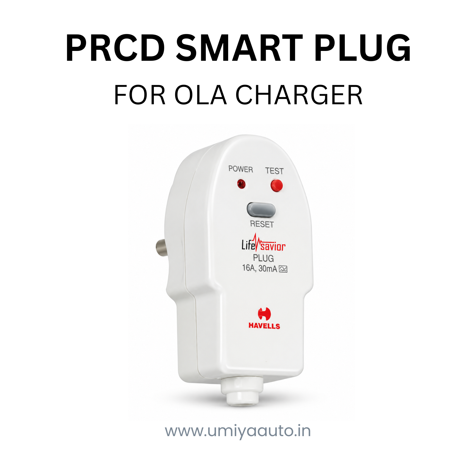 Havells PRCD Smart 3-Pin Safety Plug for Ola Scooter Charger